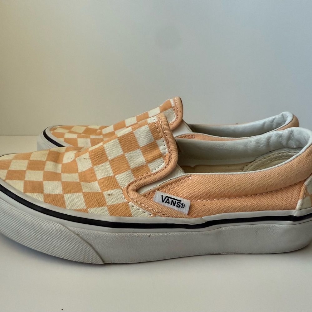 Vans Kids Peach Checkered Slip-On Sneakers